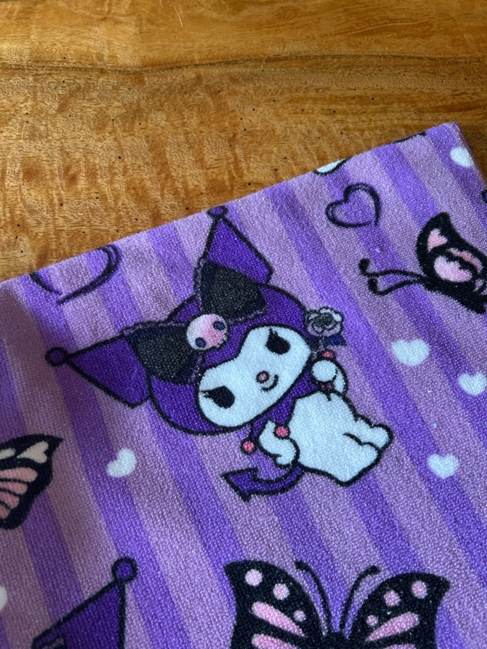 Kuromi Purple Print Striped Bath Towel